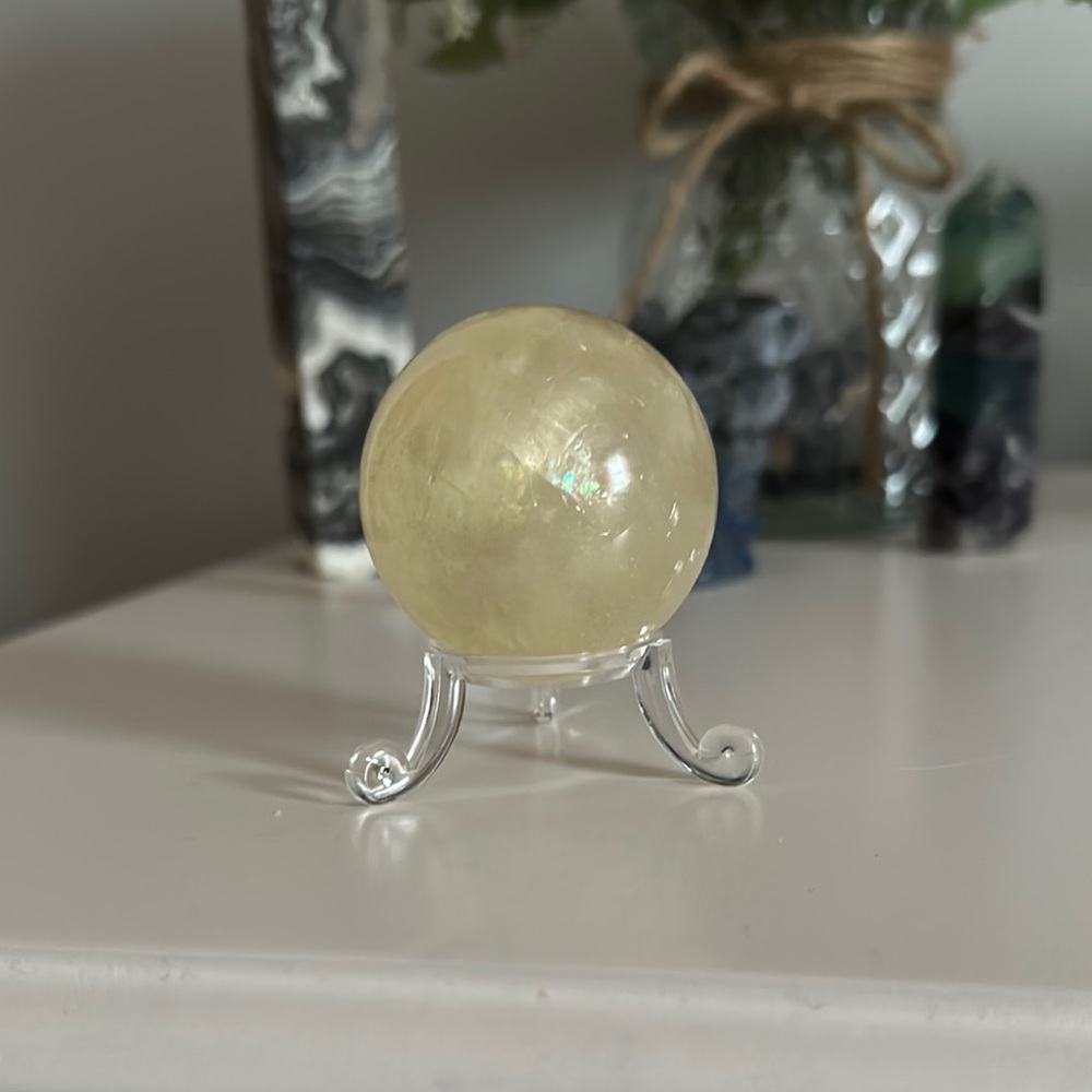 Stunning Yellow Fluorite Sphere with stand